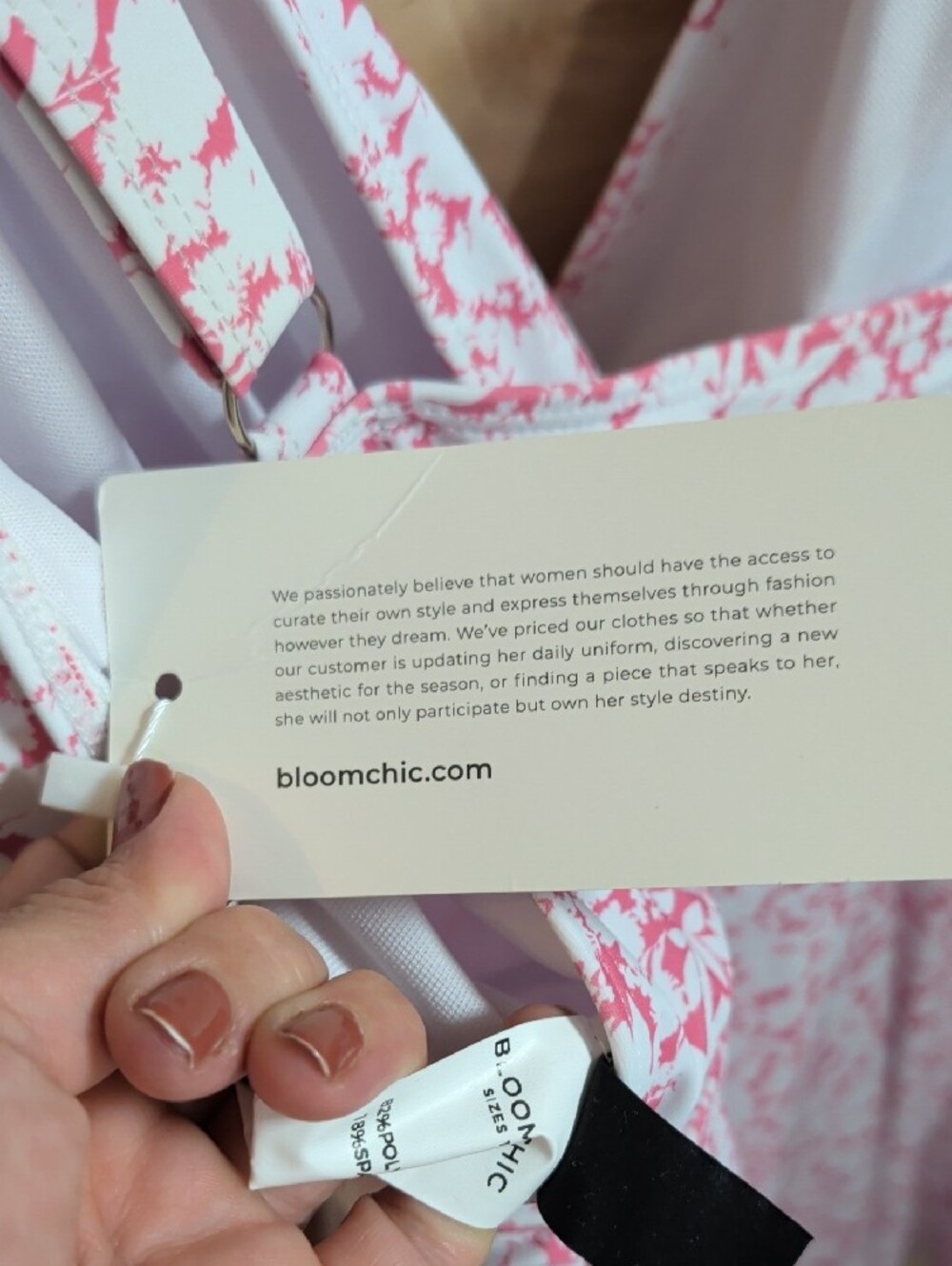 BloomChic White & Pink Floral V-Neck Swim Dress - Picture 5 of 6